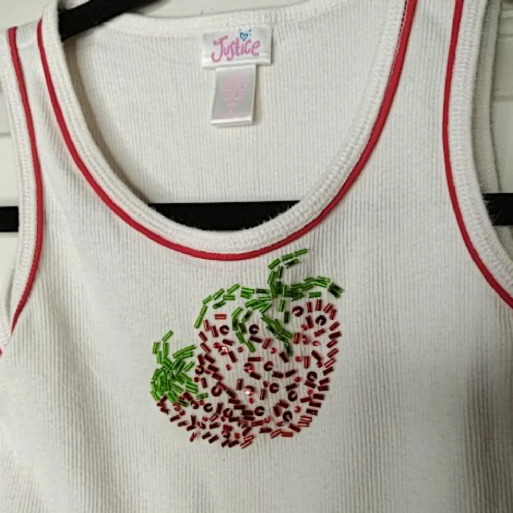 Vintage 2 Pc Set Girls Justice Strawberry Tank Top & Children's Place Sh…